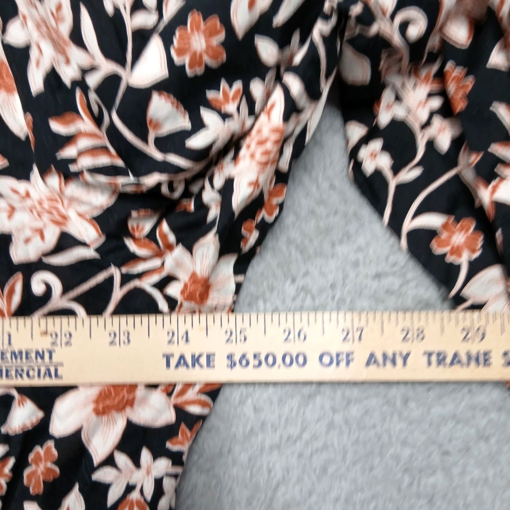 Vintage a.n.a Blouse Long Sleeve Floral Round Neck Button Ruffle Balloon Sleeve Women XL Black Orange Bohemian Casual Womens Size XL / US 12-14 / IT 48-50 - 5 Thumbnail