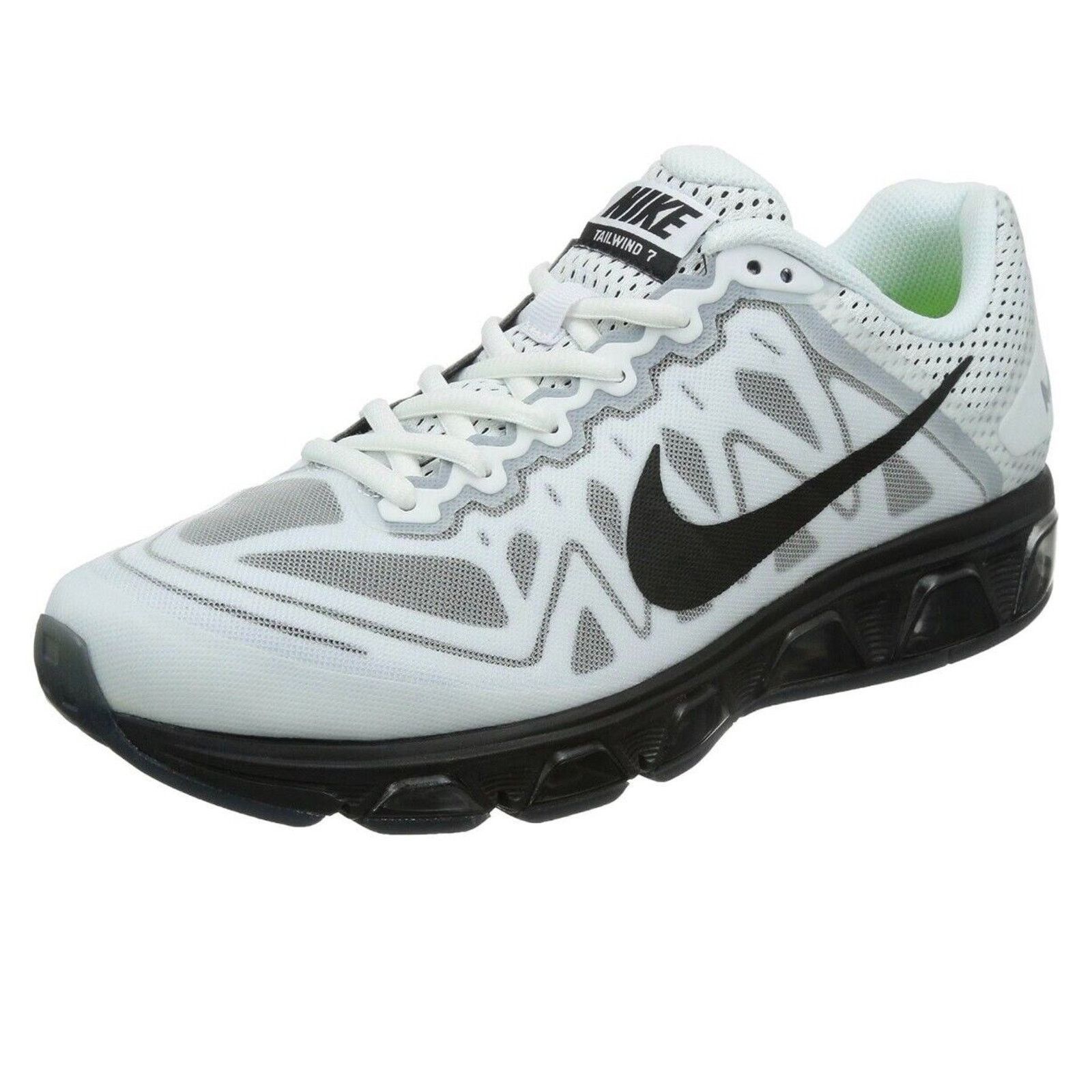 Nike White Black Gray Tailwind Max Air Running Sneakers