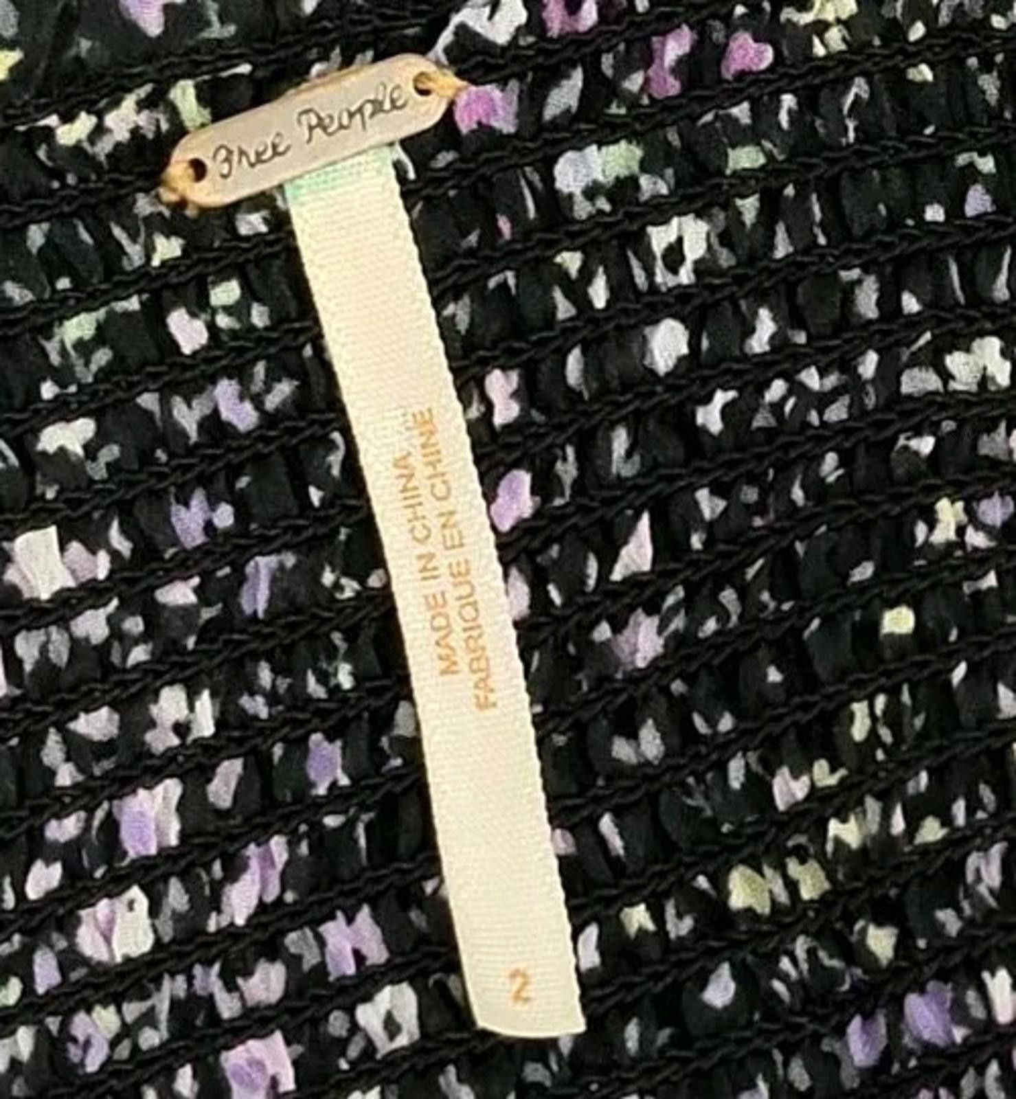 Free People Free People Black Purple Floral Smocked Ruffle Sheer Tie Nec Size XS / US 0-2 / IT 36-38 - 9 Thumbnail
