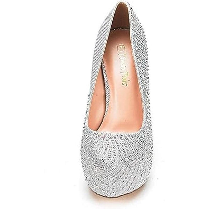 Other Dream Pairs Women's 5.5" Silver Rhinestone Platform Heels Size US 5.5 / IT 35.5 - 2 Thumbnail