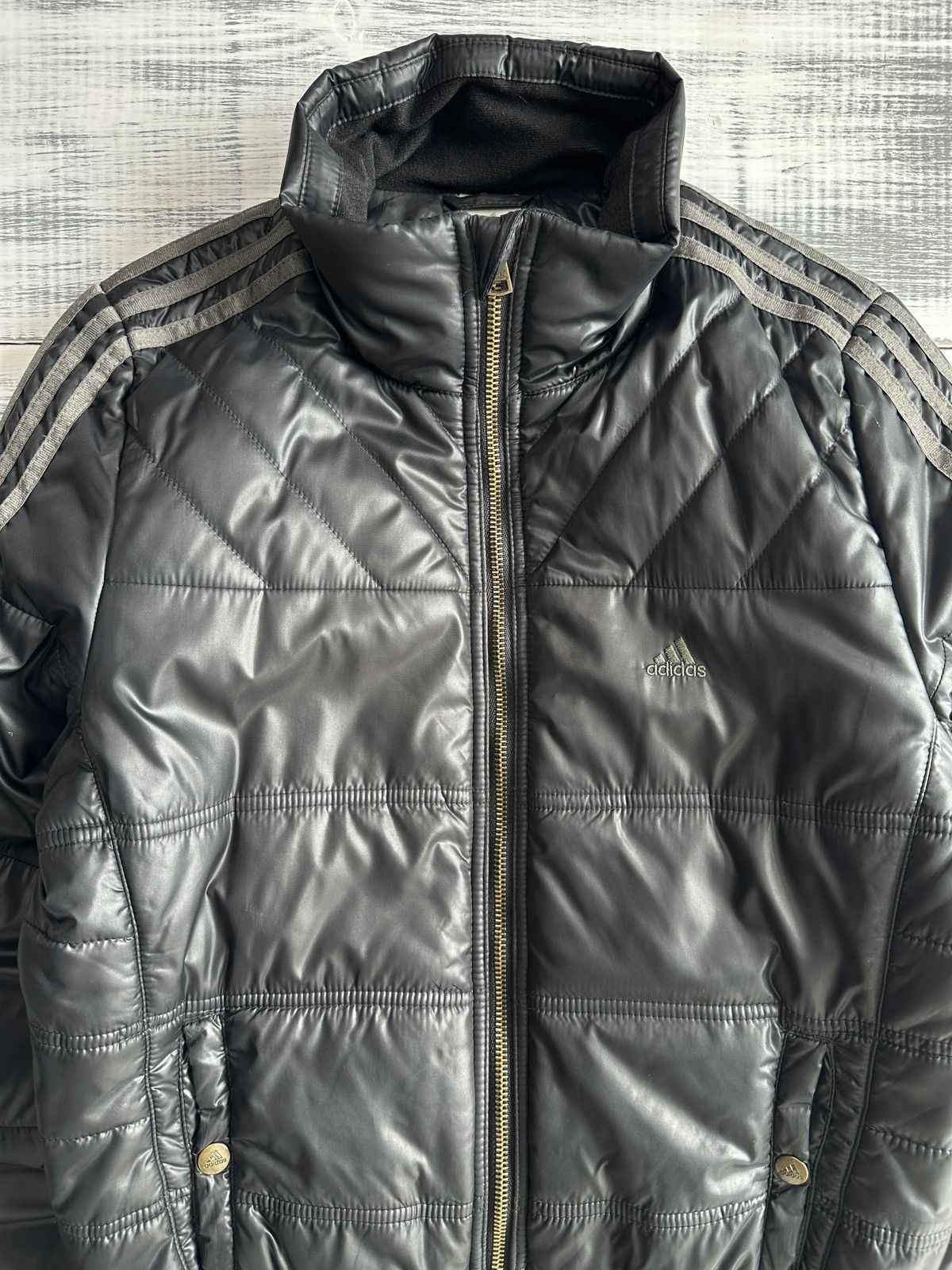 Adidas Vintage ADIDAS Y2K Puffer Bomber Jacket Black 3 Stripes Size M / US 6-8 / IT 42-44 - 9 Thumbnail