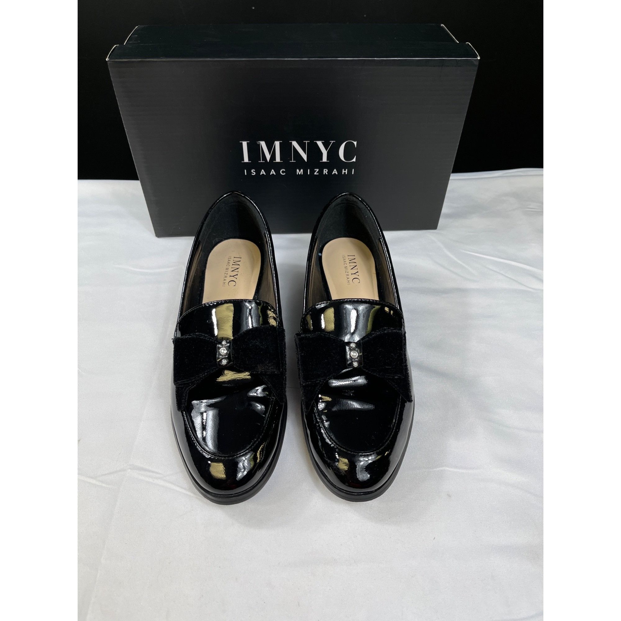Isaac Mizrahi Isaac Mizrahi Womens Black Patent Leather Loafers With Velve Size US 7 / IT 37 - 1 Thumbnail