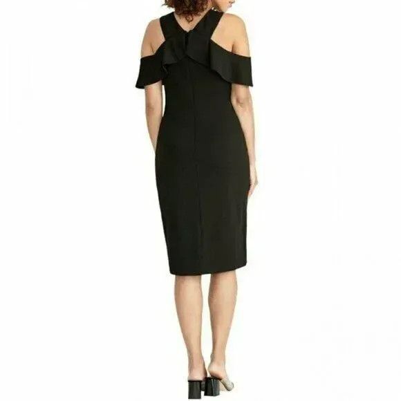 Other RACHEL Rachel Roy Cold Shoulder Ruffle Halter Dress, Black, Size XS / US 0-2 / IT 36-38 - 3 Thumbnail