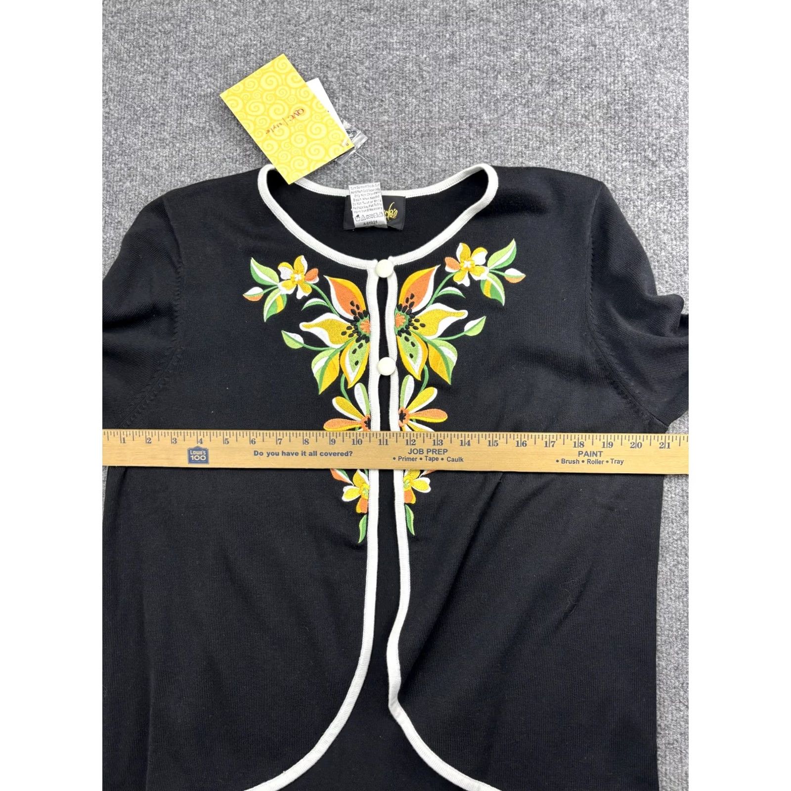 Bob Mackie Bob Mackie Wearable Art Cardigan Womens Large Black Floral Embroidered Sweater Size L / US 10 / IT 46 - 5 Thumbnail