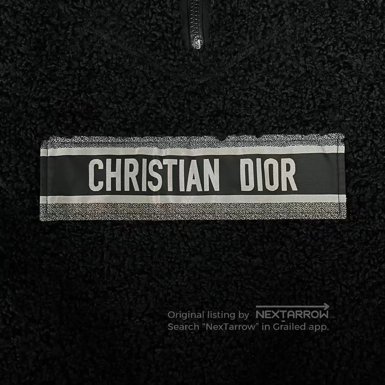 Dior Dior Black Half-Zip Slogan Logo Teddy Fleece Jacket| Size M / US 6-8 / IT 42-44 - 4 Thumbnail