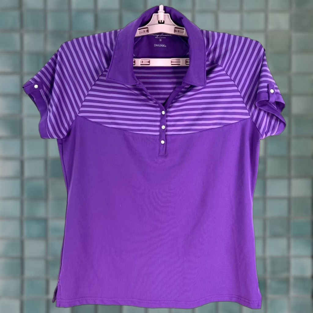 Vintage Tommy Armour Polo Shirt Striped Golf Purple Womens Size S Short Sleeve Pullover Collared Breathable Dri-Logic Moisture Wicking Size S / US 4 / IT 40 - 1 Thumbnail