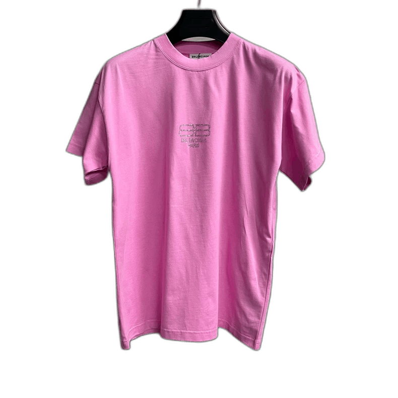 Balenciaga Balenciaga Pink Logo T-Shirt with Rhinestones Size US M / EU 48-50 / 2 - 1 Thumbnail