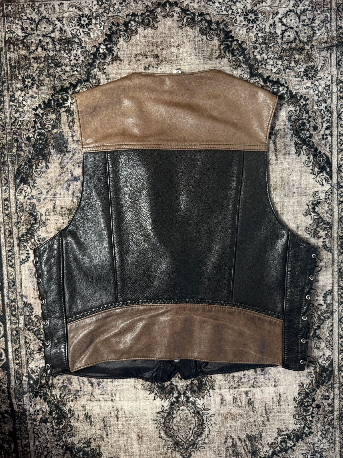 Vintage Vintage Black/Brown Leather Vest (Size XL) Size US XL / EU 56 / 4 - 2 Thumbnail