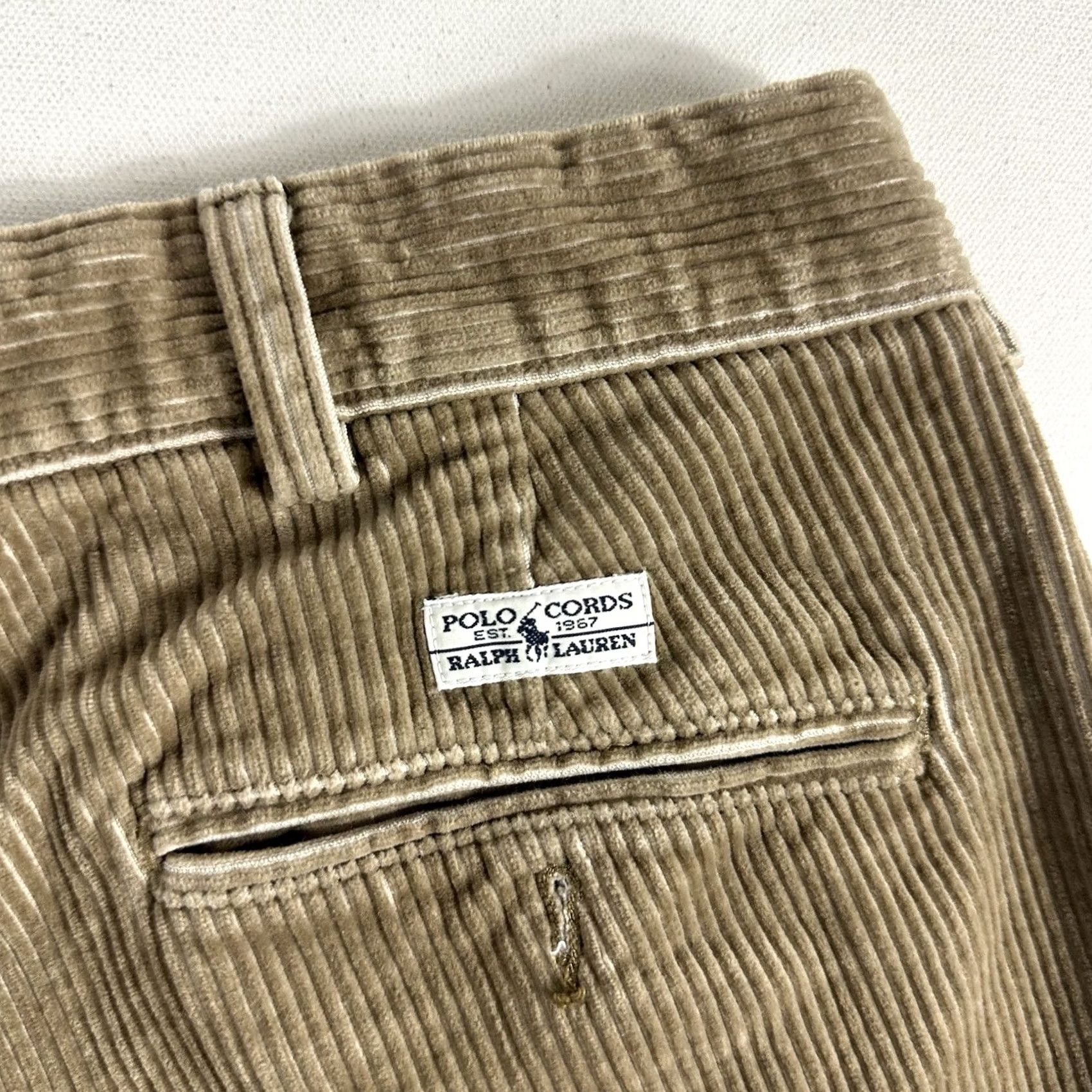 Polo Ralph Lauren VINTAGE Polo Ralph Lauren Andrew High Waisted Pleated Chino Pants 38x30 Men Brown Corduroy Straight 90s USA Preppy Trousers Size US M / EU 48-50 / 2 - 6 Thumbnail