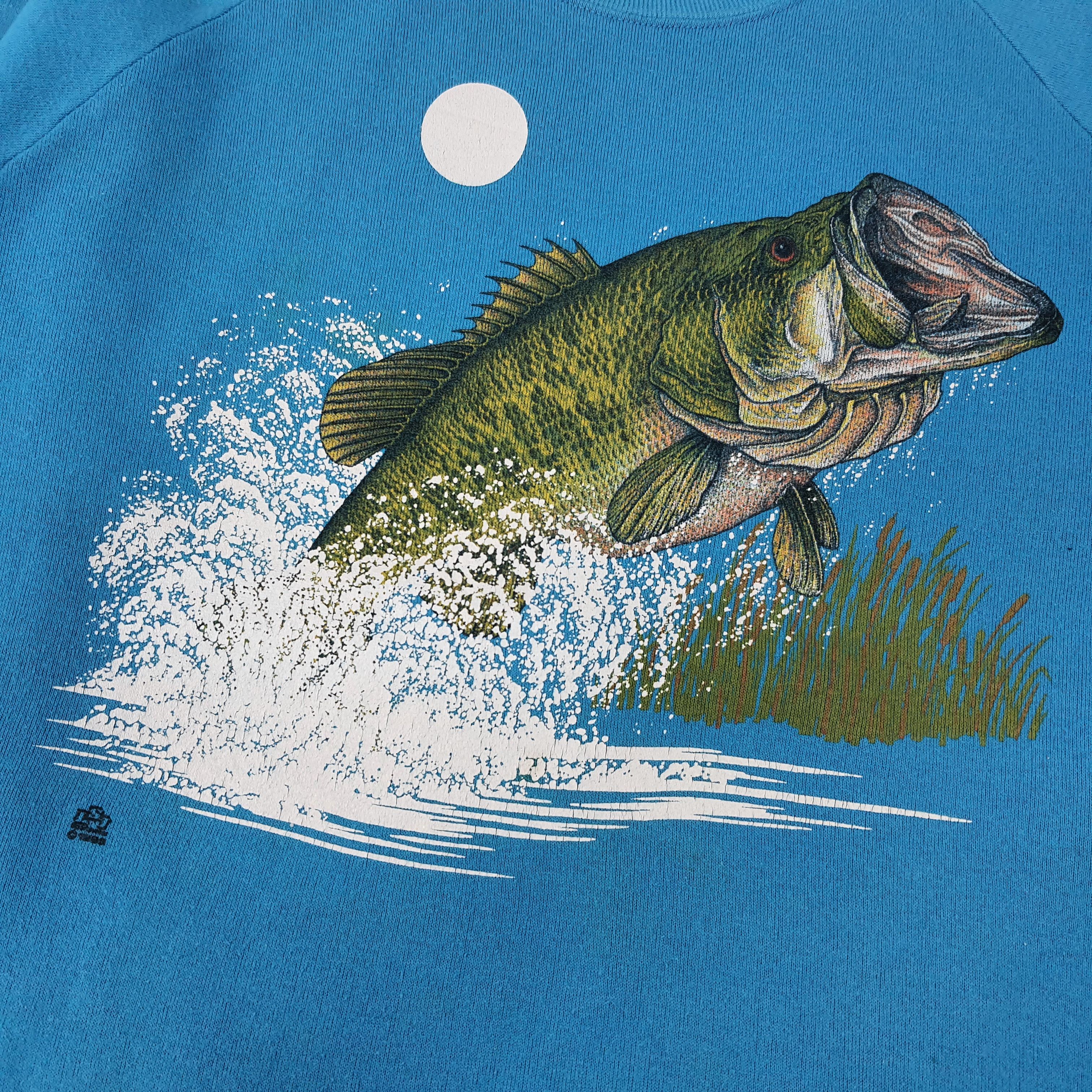 Jerzees Vintage Fishing Art 90s Style Sweatshirt C225N3 Size US M / EU 48-50 / 2 - 2 Thumbnail