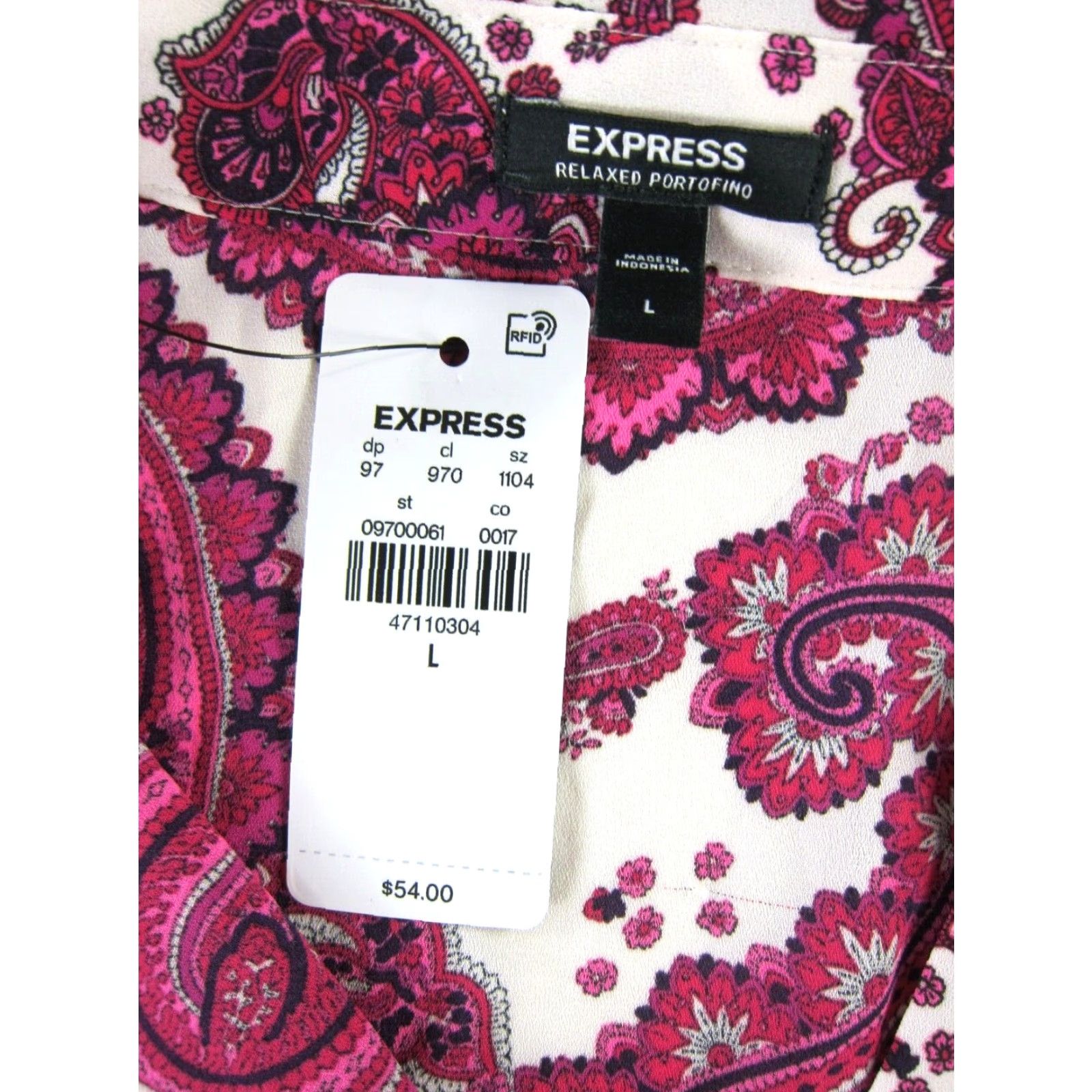 Express NWT EXPRESS Pink White Black Paisley Floral V-Neck Collar Long Sleeve Blouse L Size L / US 10 / IT 46 - 3 Thumbnail