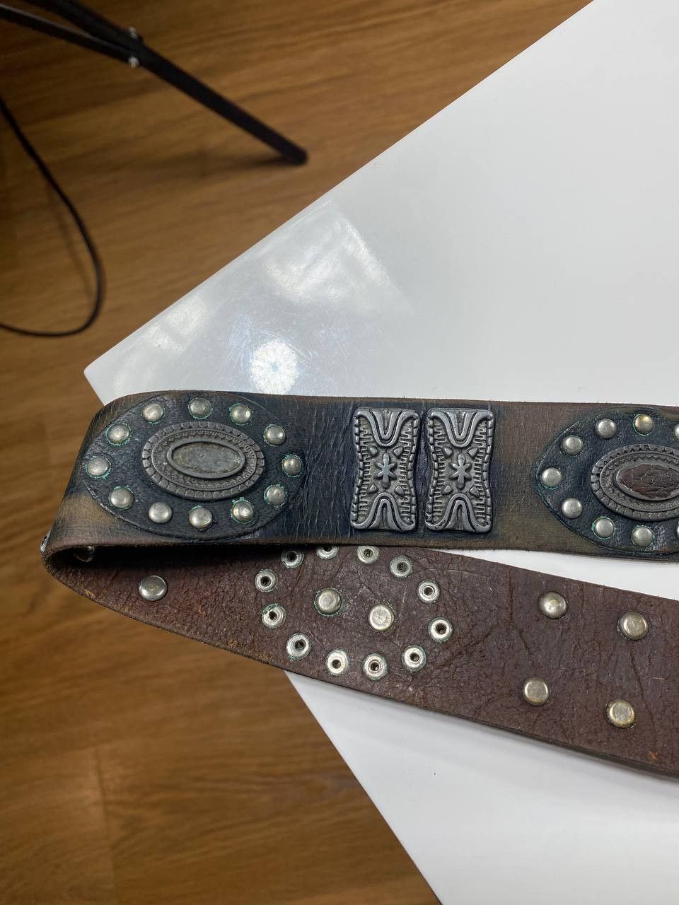 Vintage Vintage leather rhinestones belts BB Simon style punk y2k Size ONE SIZE - 2 Thumbnail