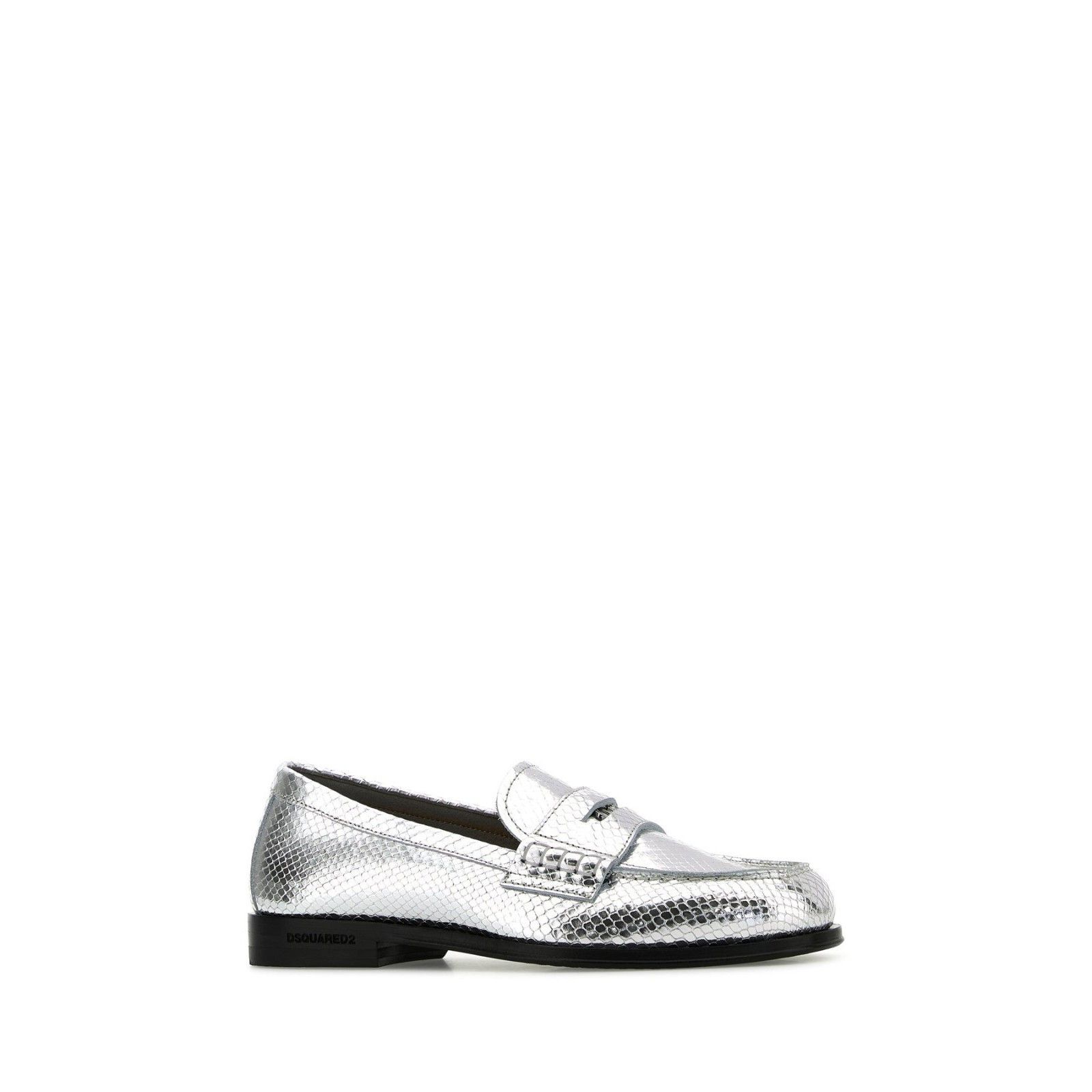 Dsquared2 DSQUARED Neoclassic Silver Leather Loafers New & Authentic ( Size US 7 / IT 37 - 2 Thumbnail