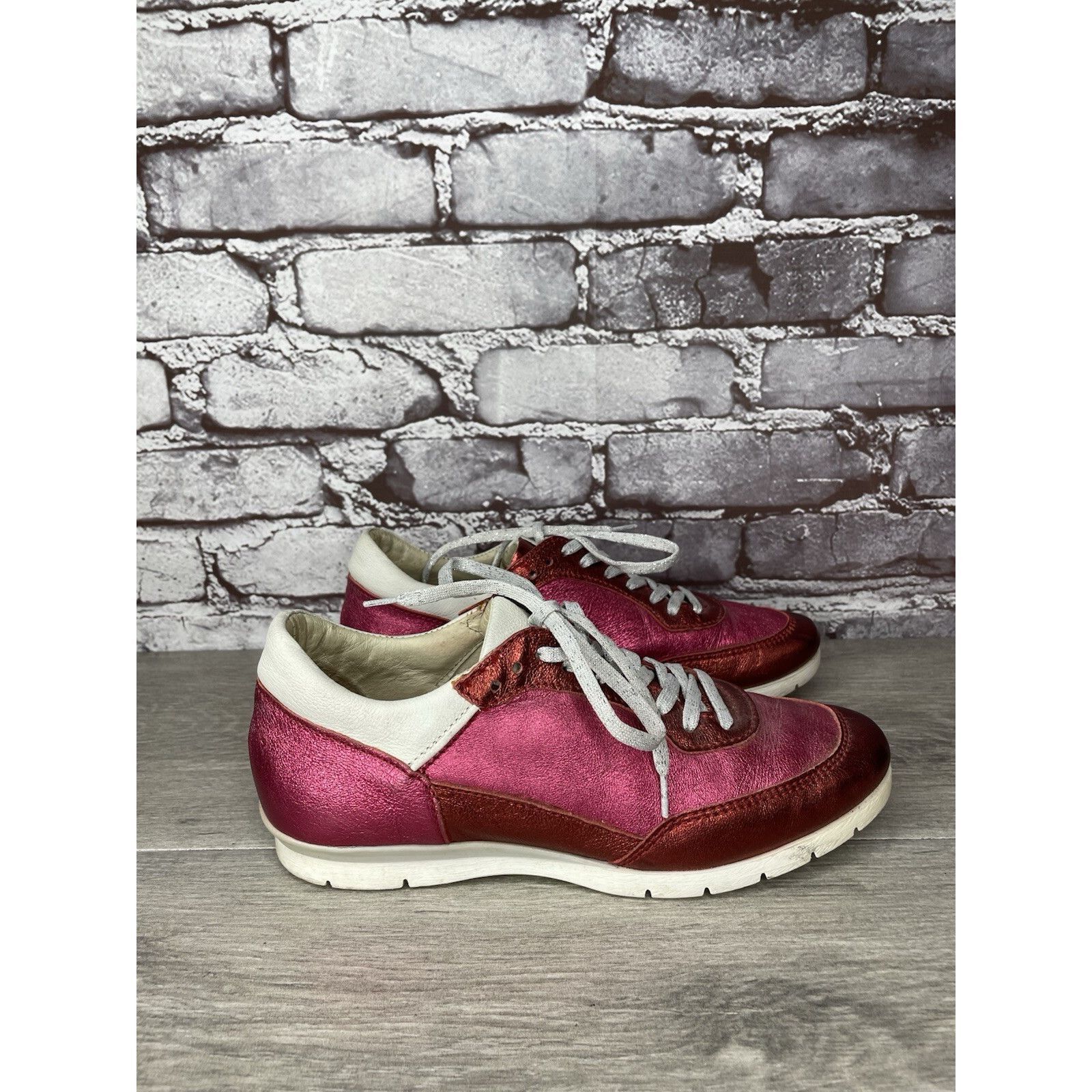 KJUS MJUS Pink Metallic Leather Comfort Casual Lace Up Sneakers W Size US 6.5 / IT 36.5 - 15 Thumbnail