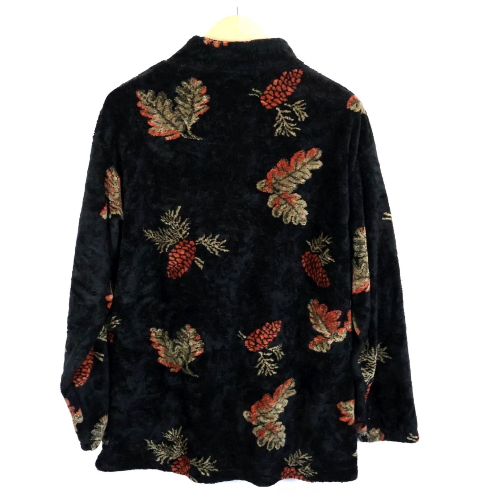 Vintage VINTAGE Black Mountain Women's Jacket 2X Black Pinecones Full Zip Fleece Unlined Pockets Geometric 90s Nature Outdoor Casual USA Brand Black Mountain Size XXL / US 16-18 / IT 52-54 - 2 Thumbnail