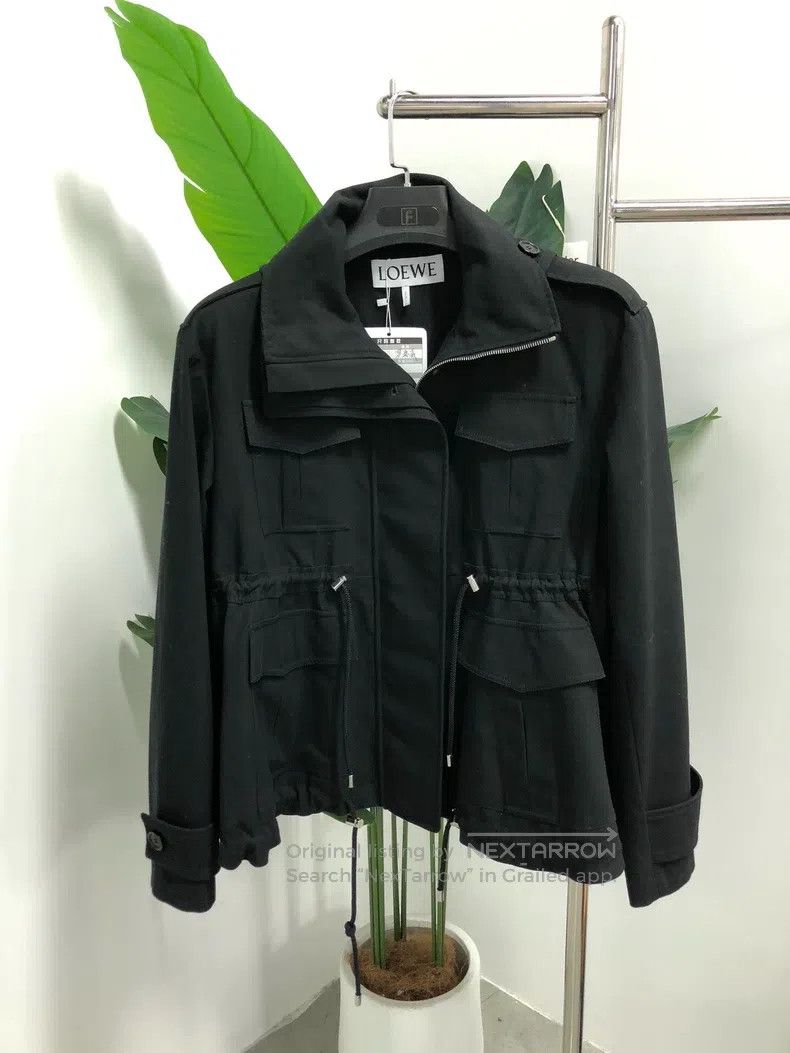 Loewe Solid Logo Patch Funnel Neck Pocket Long Sleeve Park