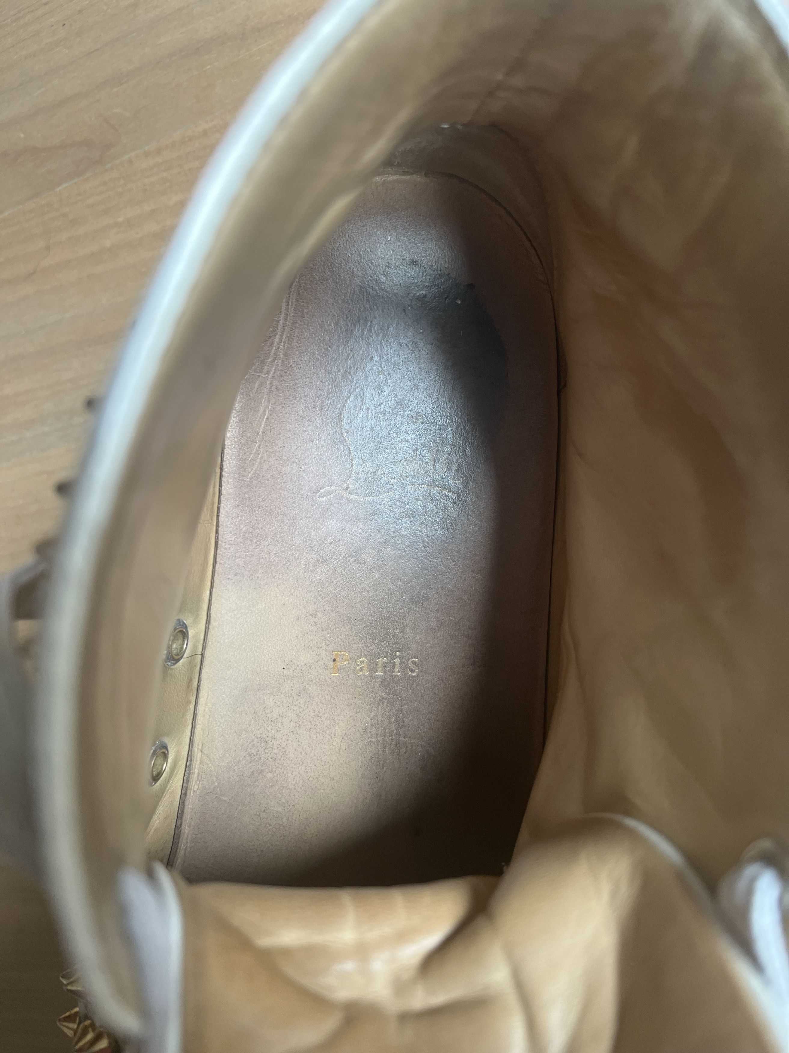 Christian Louboutin Christian Louboutin White/Gold Spike Sneakers Size US 10 / EU 43 - 8 Thumbnail