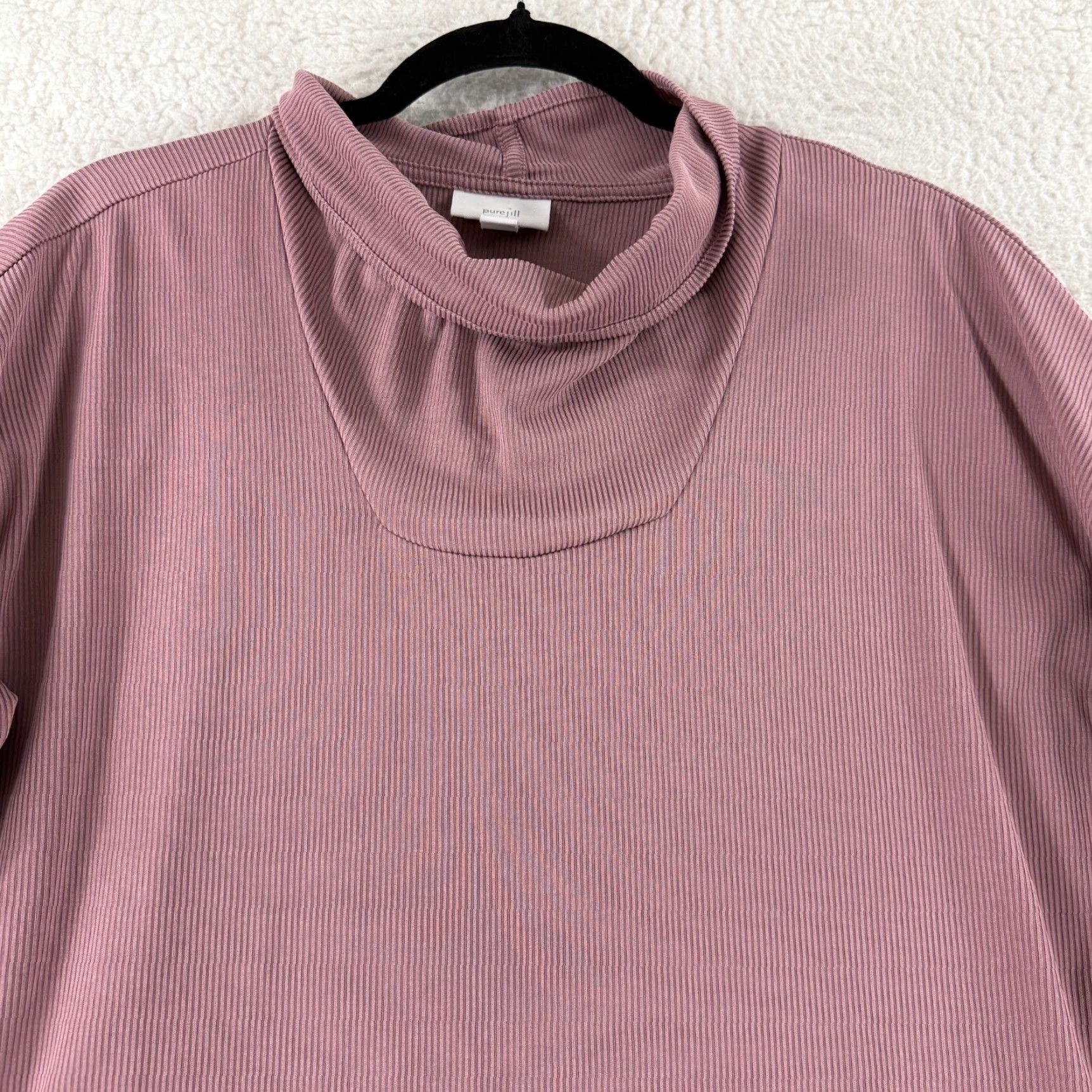 J. Jill J. Jill Top Womens Medium Mauve Pink Cowl Neck Ribbed Long Sleeve Pullover Shirt Size M / US 6-8 / IT 42-44 - 2 Thumbnail