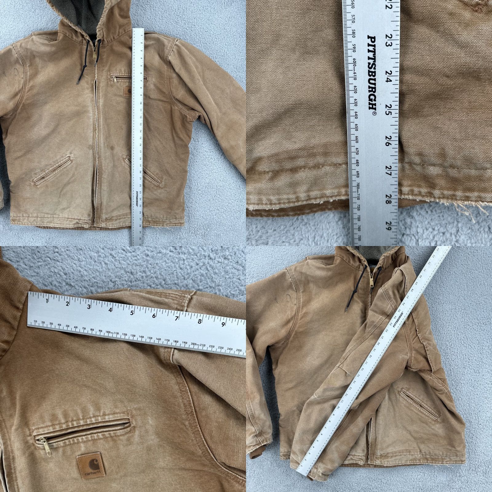 Carhartt VINTAGE Carhartt Jacket 2XL Tall Brown Hooded Fleece Lined Zip Workwear Shirt Mens Modern Outdoor USA Distressed Logo Zipper Size US XXL / EU 58 / 5 - 10 Thumbnail