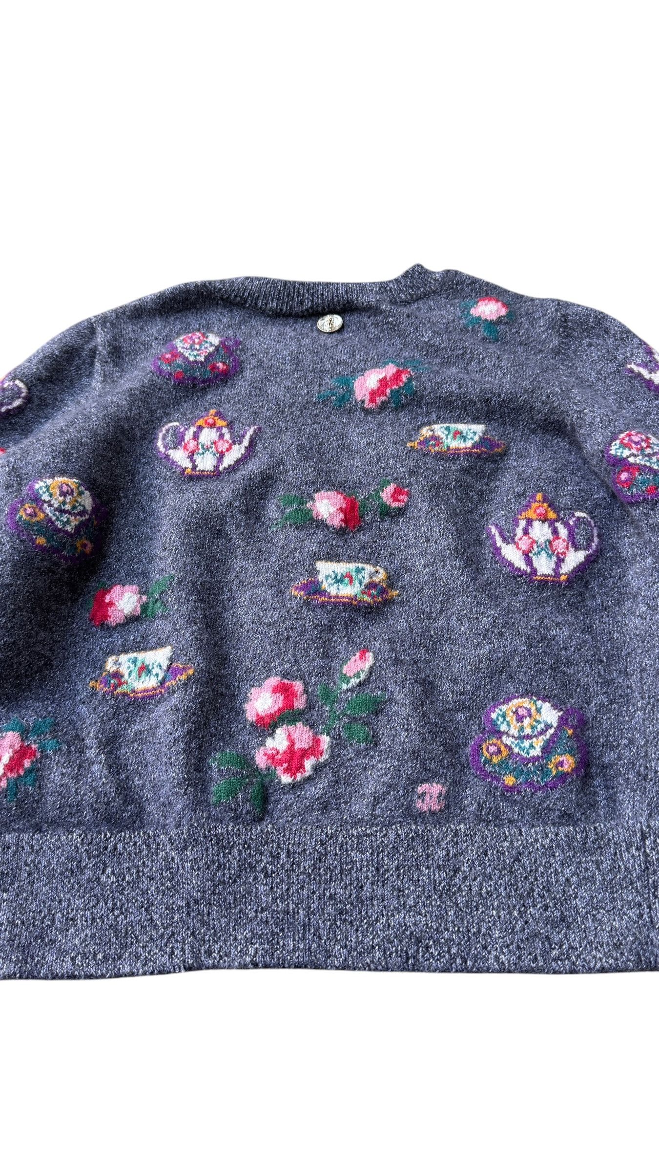 Chanel Chanel Gray Cashmere Sweater with Cute Teapot Design Size M / US 6-8 / IT 42-44 - 6 Thumbnail