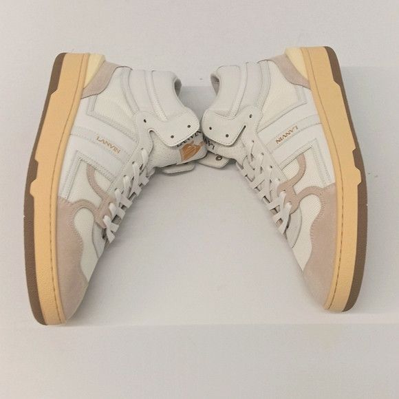 Lanvin Lanvin Curb Tennis Leather & Mesh Hi Top Sneakers -EU45 Size US 12 / EU 45 - 6 Thumbnail
