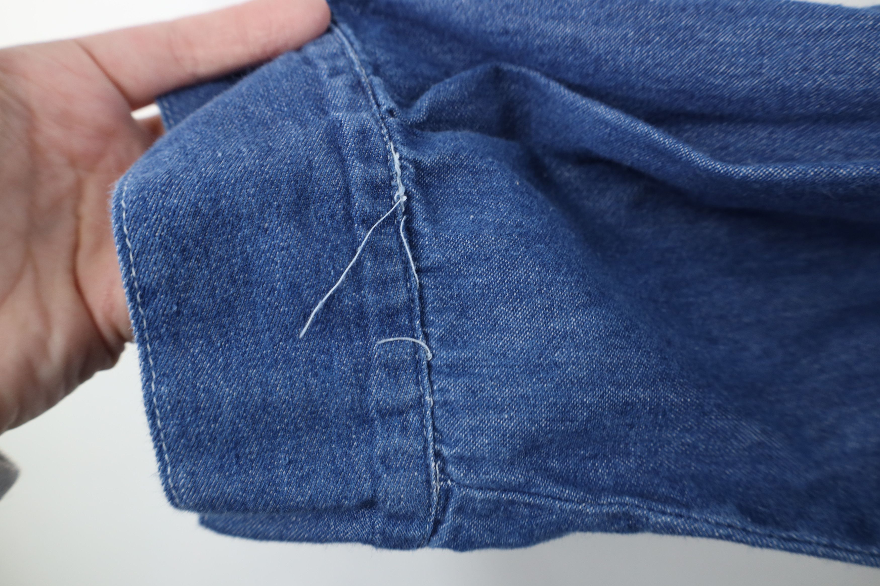 Vintage Vintage 90s Streetwear Denim Jean Band Collar Button Shirt Size 4XL / US 24-26 - 9 Thumbnail