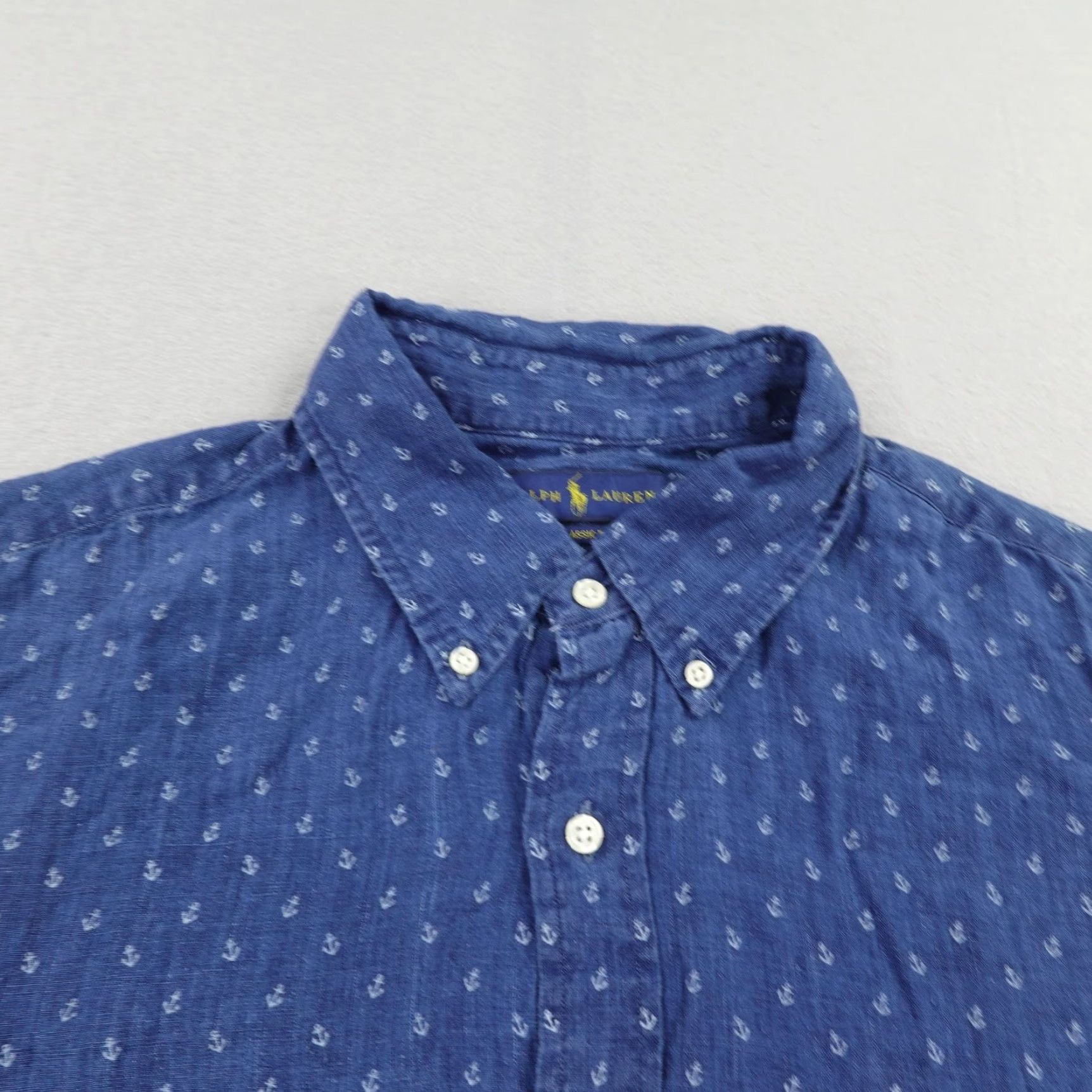 Ralph Lauren Ralph Lauren Mens XL Linen Shirt Classic Fit Nautical Anchor Print Short Sleeve Casual Workwear Size US XL / EU 56 / 4 - 2 Thumbnail