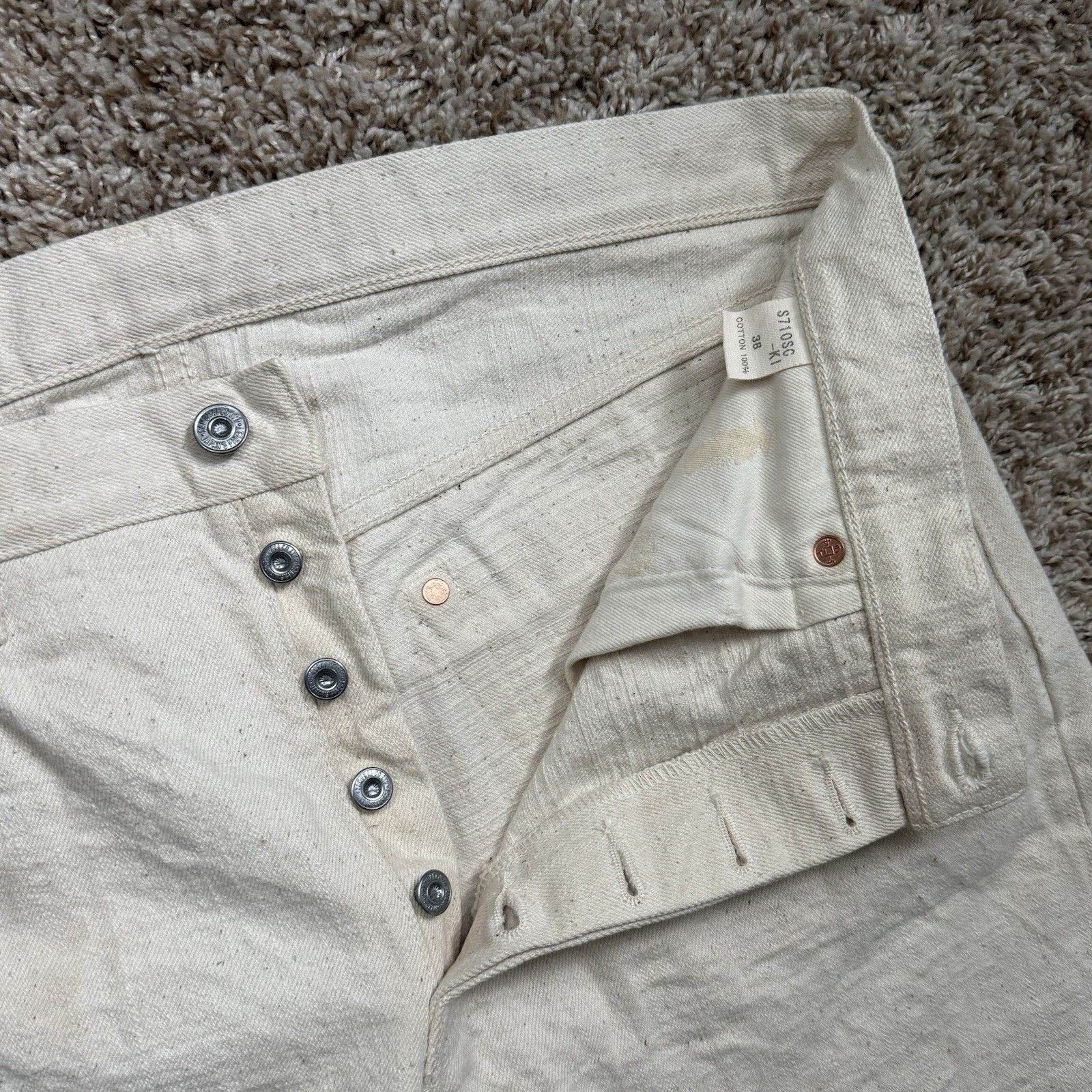 Samurai Jeans Samurai Cotton 18oz Ecru Selvedge Denim Jeans S710SC-KI Size US 34 / EU 50 - 6 Thumbnail