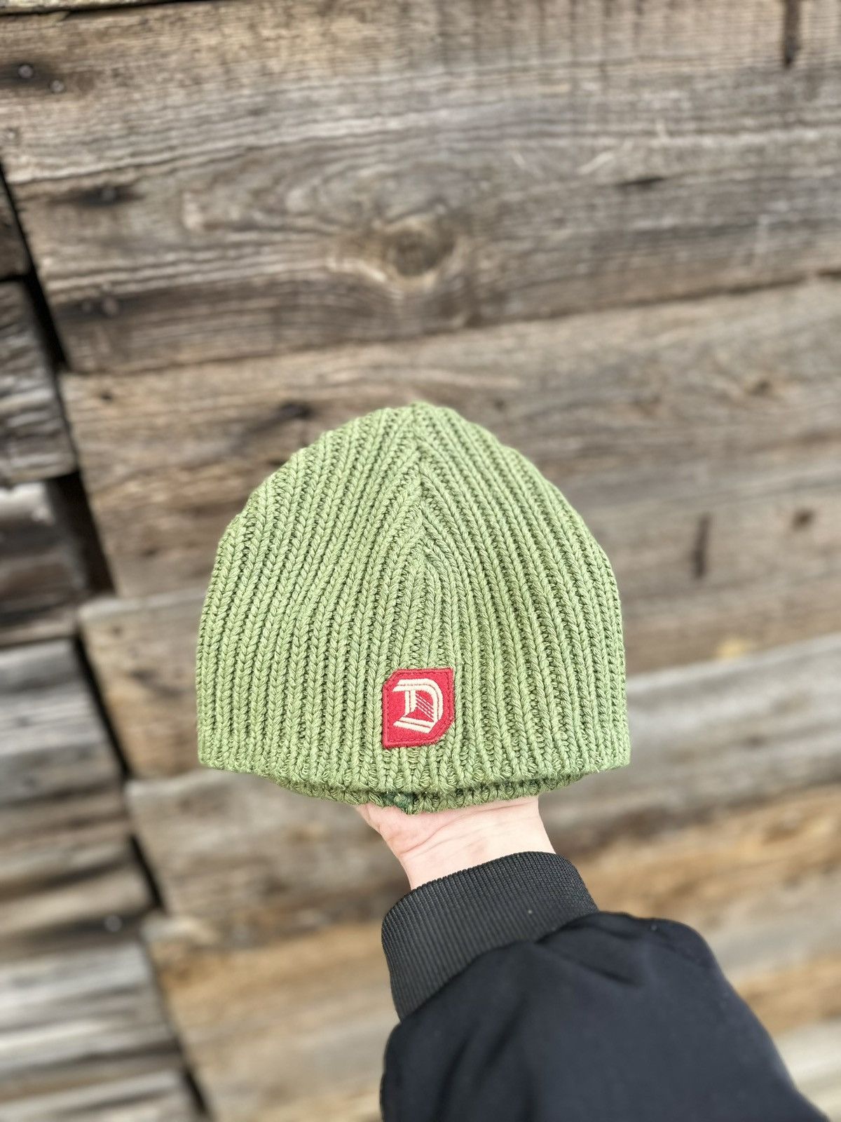 Diesel Mens Diesel Beanie Winter Hat Olive Green Red Patch Logo Size ONE SIZE - 1 Thumbnail