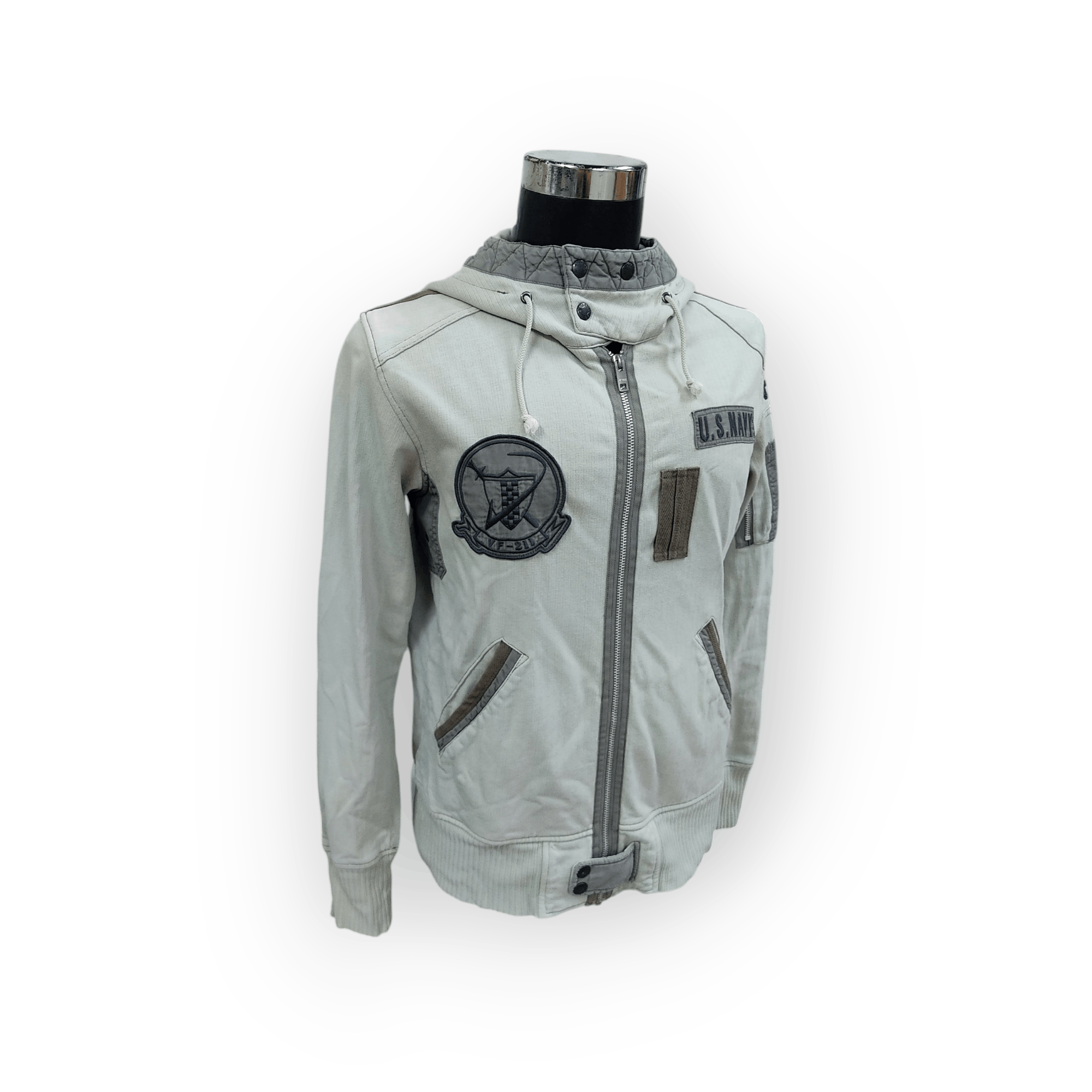 Avirex Avirex Type Military Light Grey Zipper Hooded Jacket Size US M / EU 48-50 / 2 - 3 Thumbnail