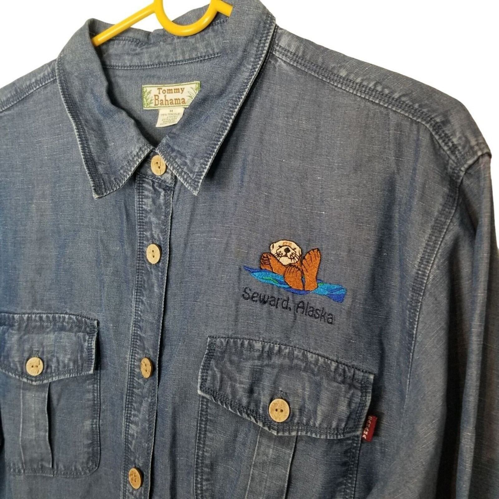 Tommy Bahama Tommy Bahama Mens Linen Blend Chambray Shirt Minimalist Sz M Size US M / EU 48-50 / 2 - 5 Thumbnail