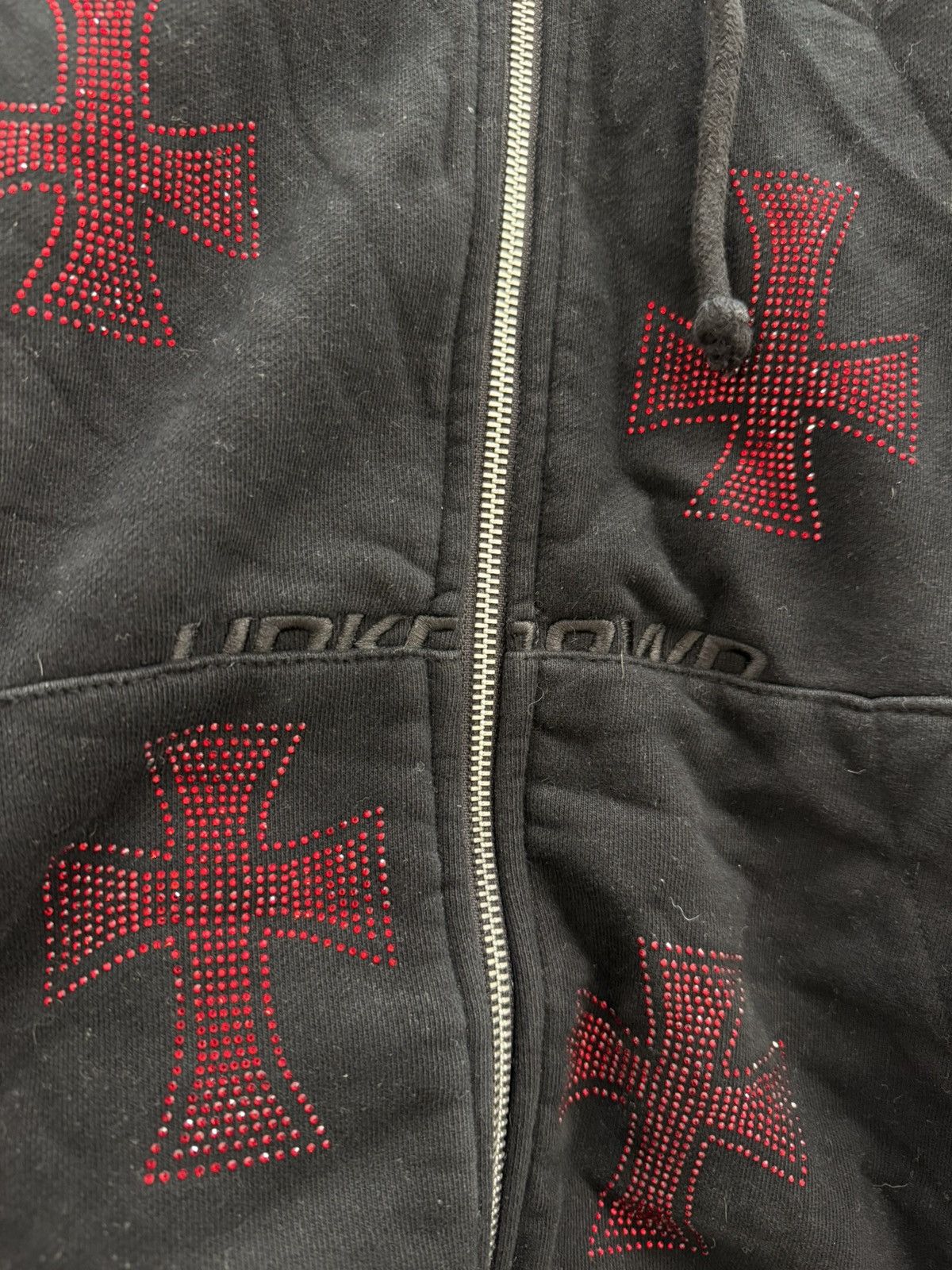 Unknown London Unknown London Red Rhinestone Cross Zip Hoodie Size US M / EU 48-50 / 2 - 3 Thumbnail