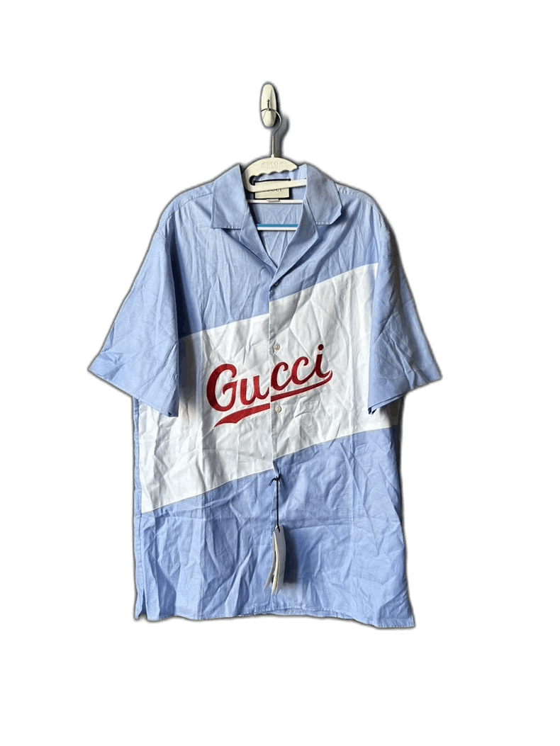 Gucci Gucci Blue and White Short Sleeve Shirt Size US L / EU 52-54 / 3 - 1 Thumbnail