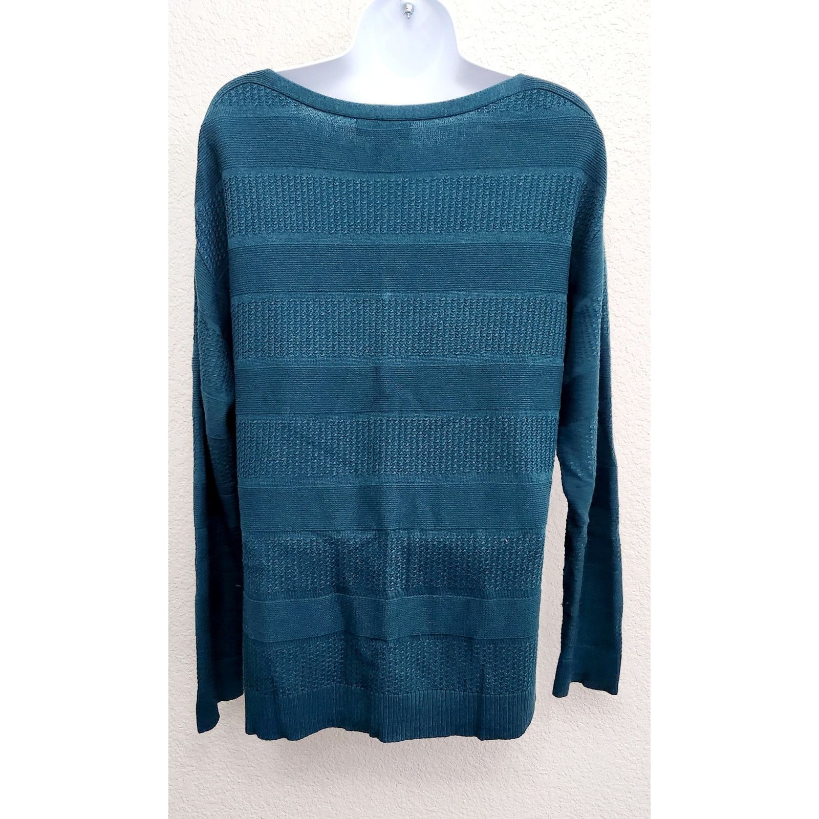 Coldwater Creek Coldwater Creek Green Blue Wool Blend Boat Neck Sweater L 14 Size L / US 10 / IT 46 - 3 Thumbnail