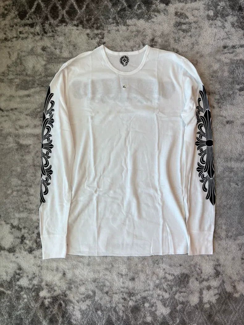 Chrome Hearts CHROME HEARTS Size XL Waffle White Cross logo Long Sleeve T Size US XL / EU 56 / 4 - 1 Thumbnail