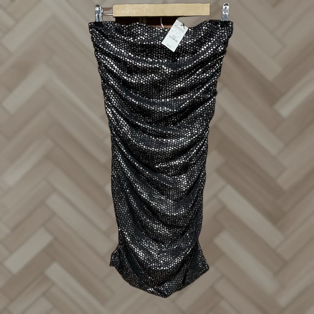 Express Express Dress Womens S NWT Black Strapless Mini Knit Polyester Floral Off the Shoulder Short Sleeveless Size S / US 4 / IT 40 - 1 Thumbnail