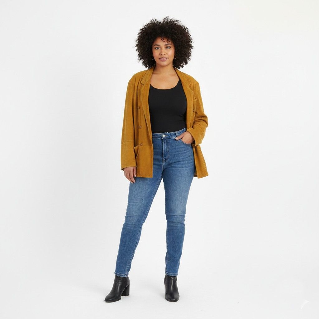 Vintage Vintage Women 48 XXL Jacket Mustard leather 7293 Size XXL / US 16-18 / IT 52-54 - 1 Thumbnail
