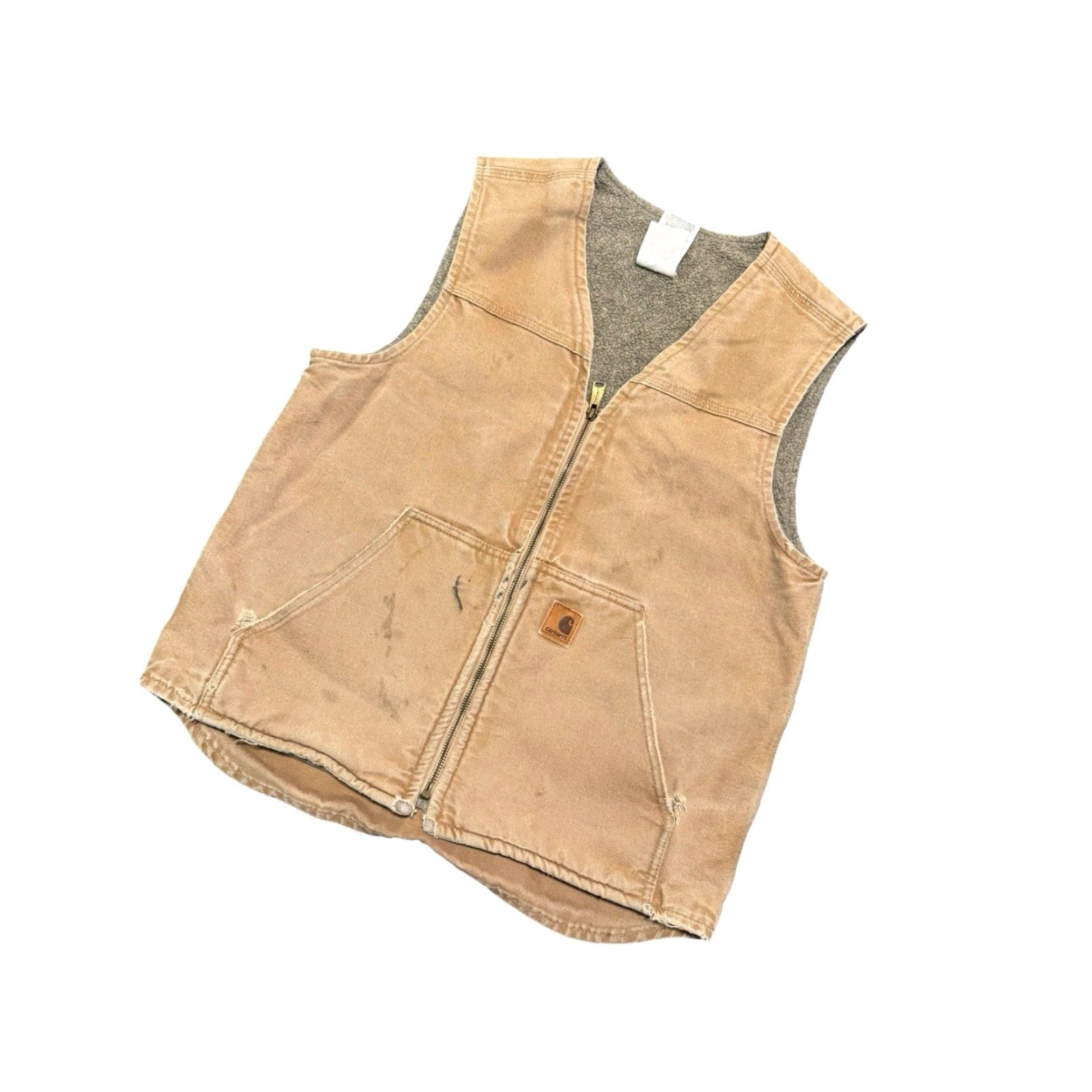 Carhartt VINTAGE Carhartt Vest Mens L Tall Camel Tan Zip Sherpa V26CML Canvas Distressed Canvas Distressed Size US M / EU 48-50 / 2 - 4 Thumbnail