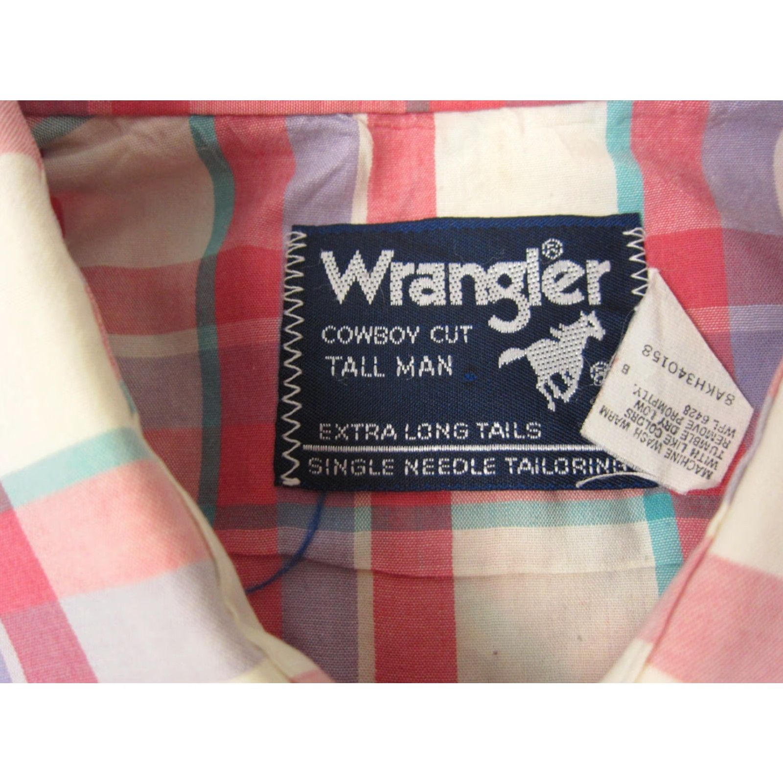 Wrangler Vintage Wrangler Shirt Mens 17 Pink Plaid 80s USA Made Button-Up Cotton Canvas Long Sleeve Western Casual Size US XL / EU 56 / 4 - 7 Thumbnail