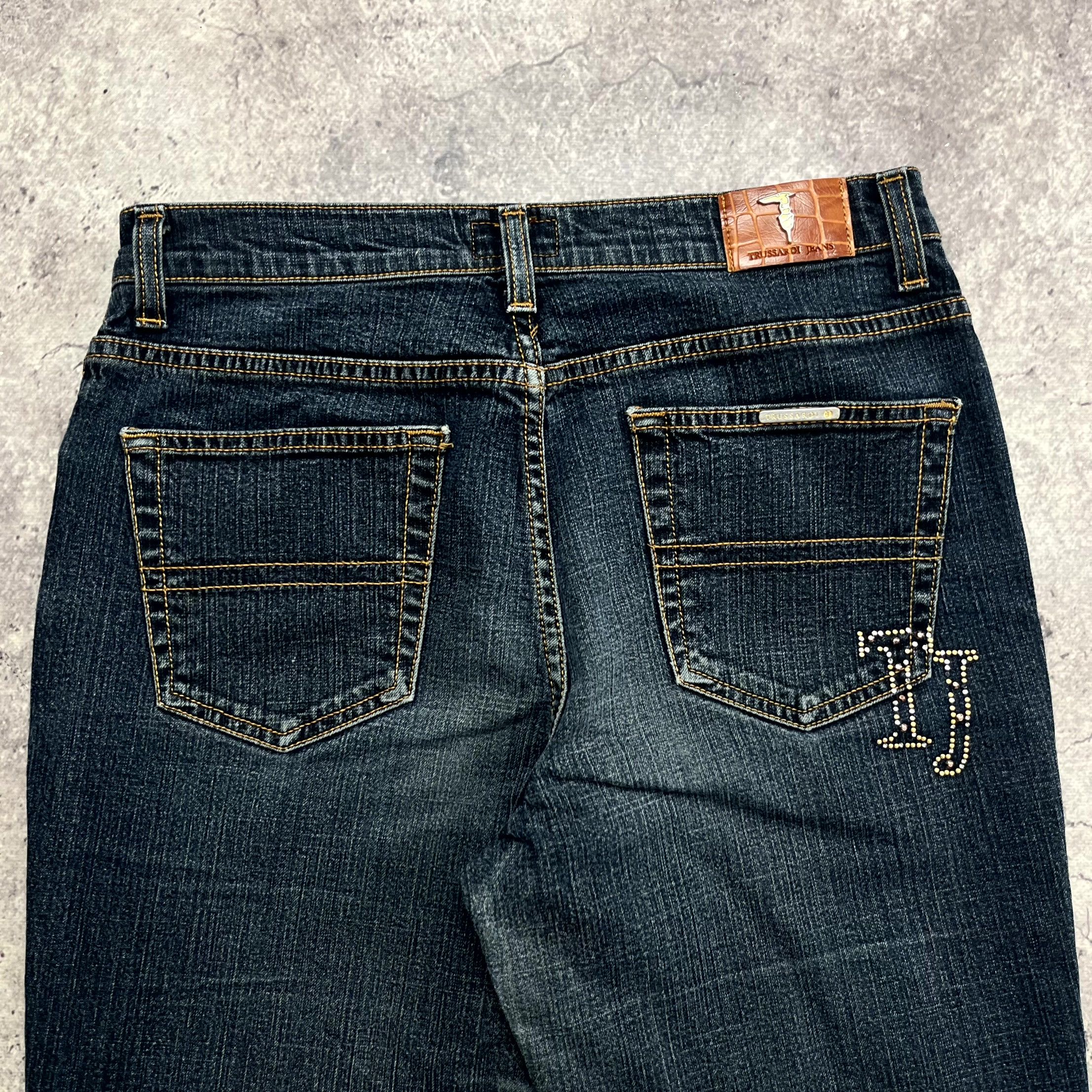 Trussardi Y2K Trussardi Navy Blue Straight Denim Jeans Size 29 UK 27 Size 29" - 11 Thumbnail