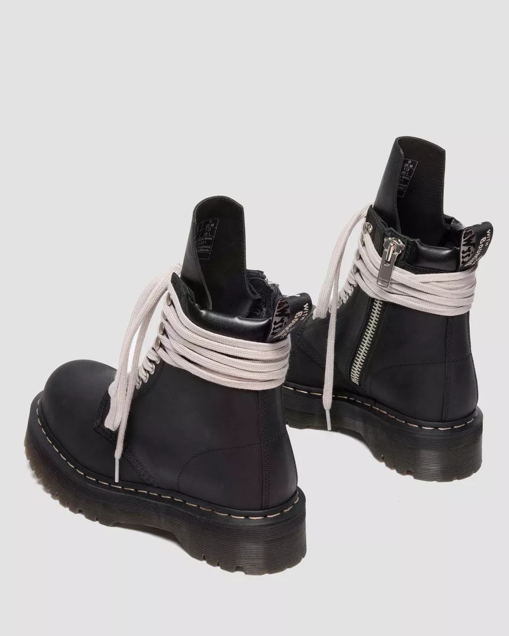 Dr. Martens × Rick Owens STEEL TOE QUAD Wraparound Lace Leather Platform Boots Size US 12 / EU 45 - 17 Thumbnail