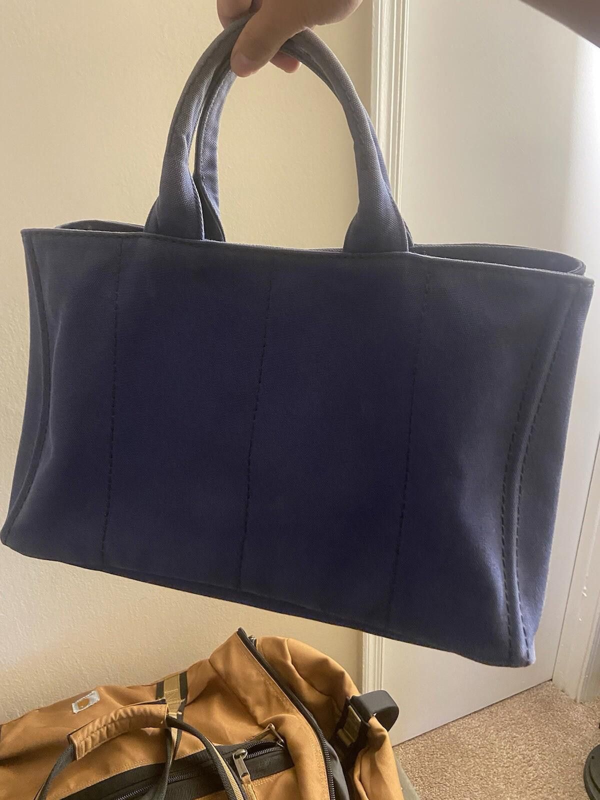 Prada Prada Canapa large size blue canvas hand shoulder tote bag Size ONE SIZE - 4 Thumbnail