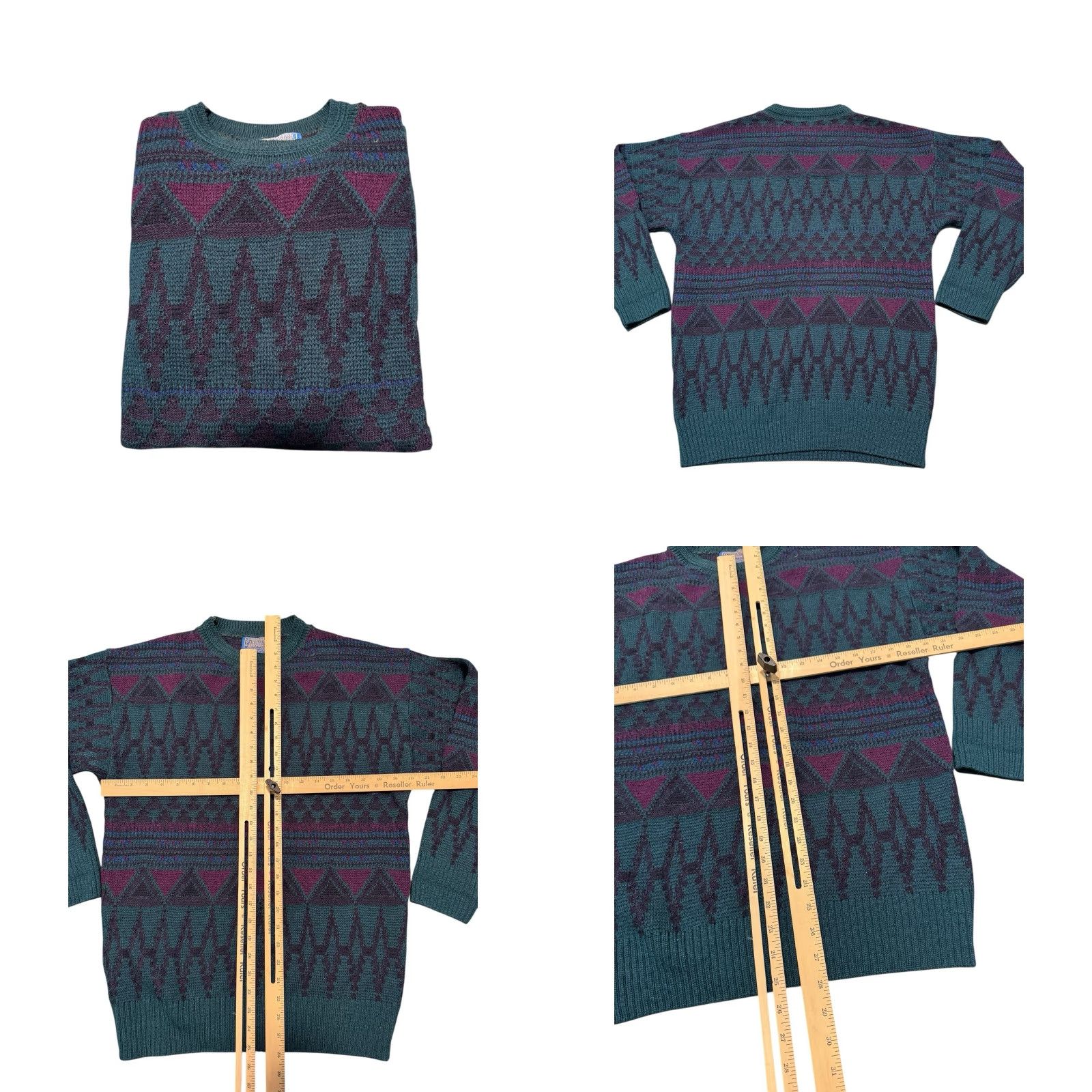 Pendleton VINTAGE Pendleton Sweater Mens Small Virgin Wool Aztec Geometric Teal Purple USA Size US XL / EU 56 / 4 - 9 Thumbnail