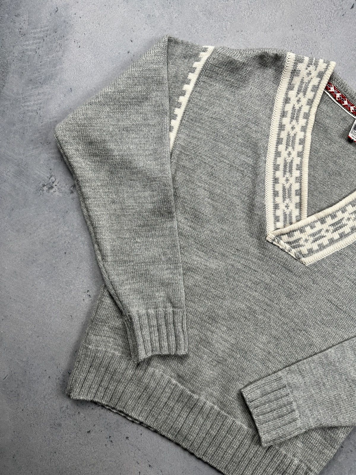 Dale Of Norway Dale Of Norway Grey Wool V Neck Nordic Pattern Knit Sweater Size XL / US 12-14 / IT 48-50 - 2 Thumbnail