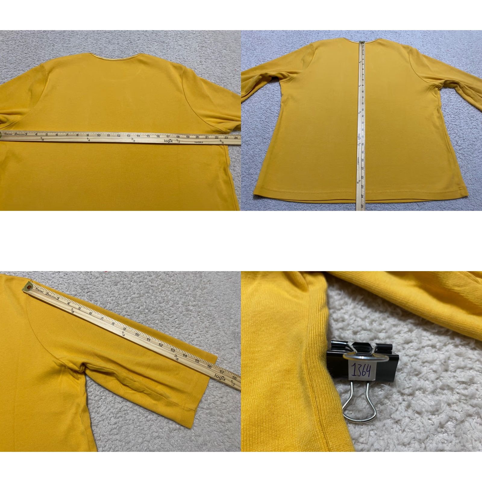 Vintage CJ Banks Womens 1X Plus Shirt 3/4 Sleeve Round Neck Solid Yellow 100% Cotton Blouse Womens Size XL / US 12-14 / IT 48-50 - 8 Thumbnail