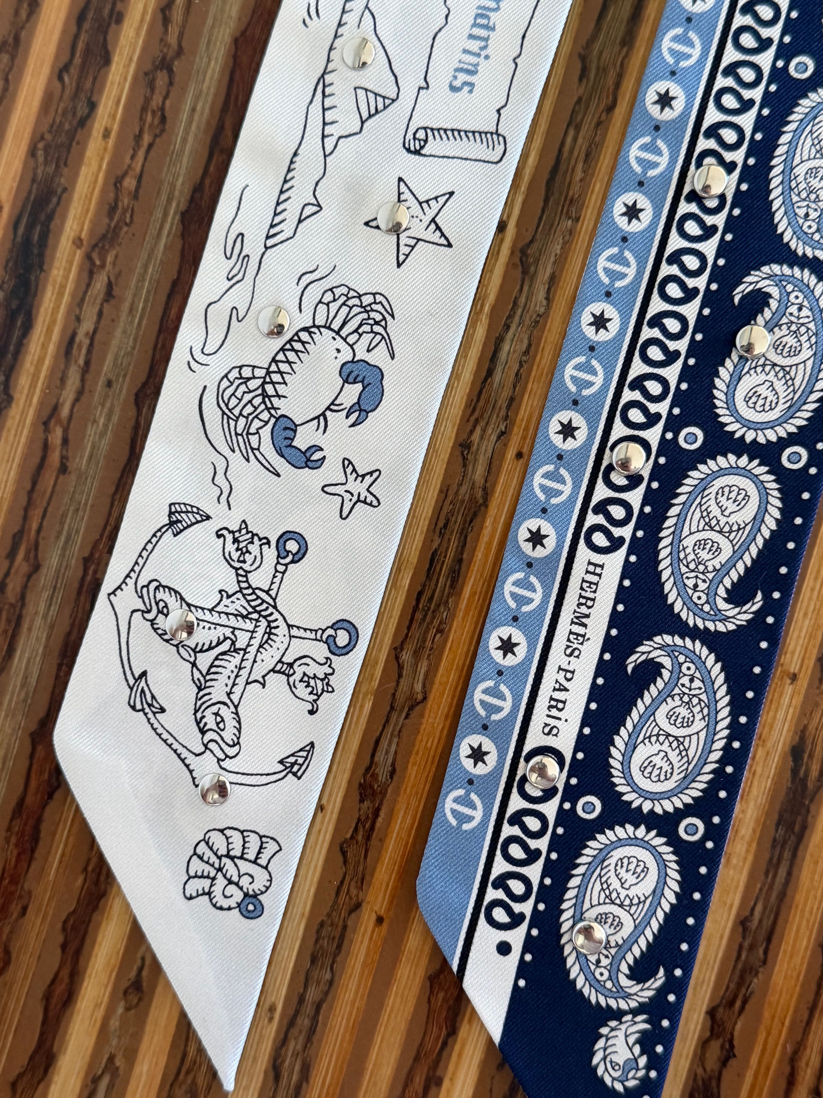 Hermes Scarf Twilly Tatouages Marins Bandana Studded Silk Jean Size ONE SIZE - 10 Thumbnail