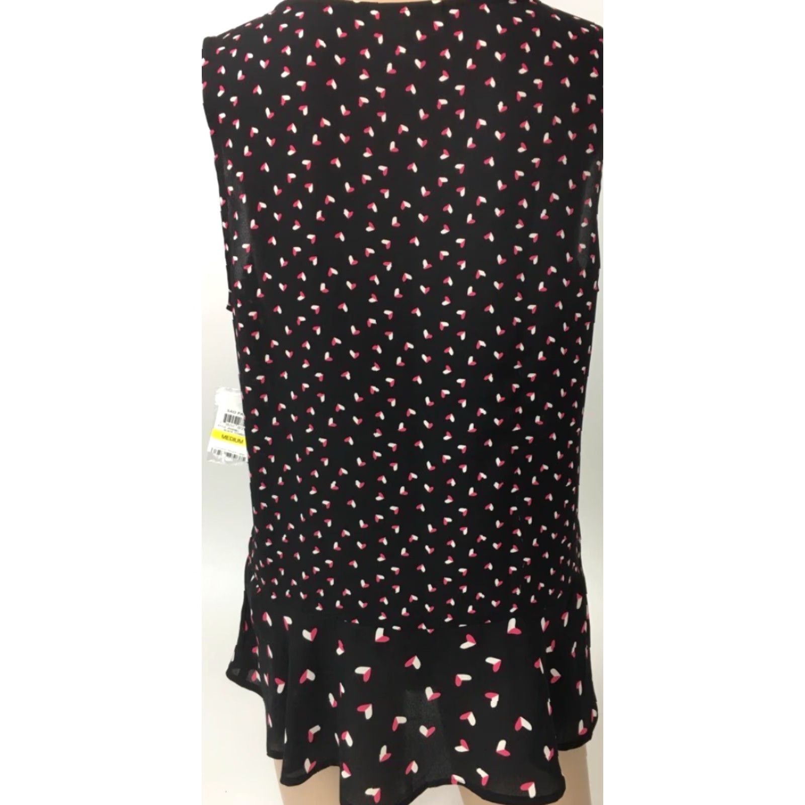 Pinko Maison Jules Blouse Women M Sleeveless Black Pink Hearts Keyhole Crew Neck Casual Shirt Size M / US 6-8 / IT 42-44 - 3 Thumbnail