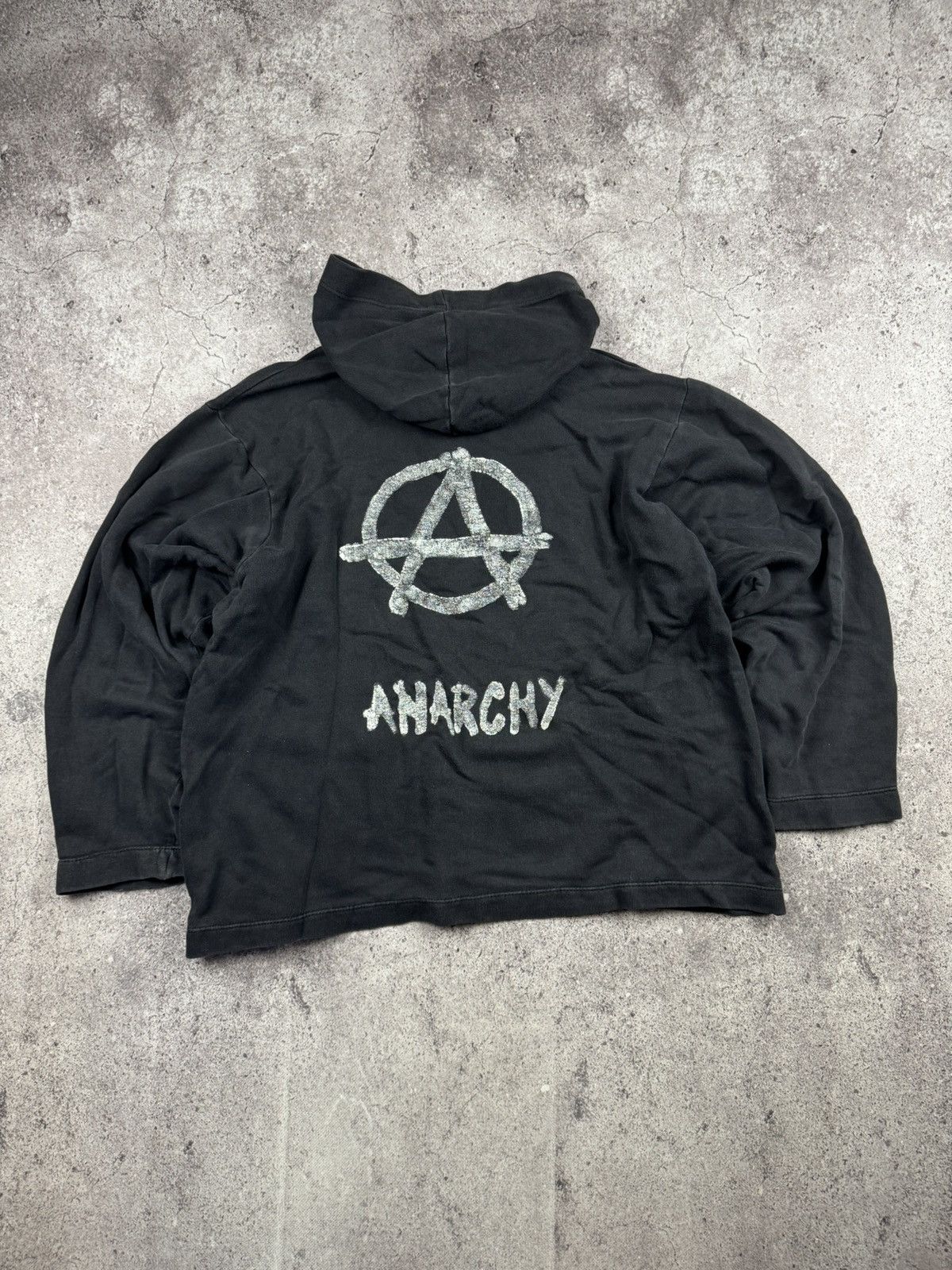 Vintage Vintage Y2K Faded Black Anarchy boxy hoodie Avant garde Size US M / EU 48-50 / 2 - 6 Thumbnail