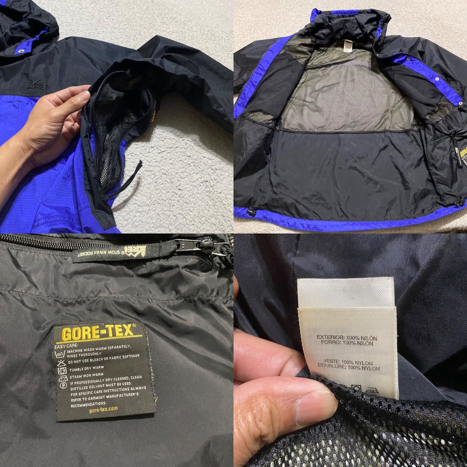 Vintage REI Jacket Women Medium Blue Goretex Hooded Full Zip Vented Outdoor Athletic Parka Size M / US 6-8 / IT 42-44 - 8 Thumbnail