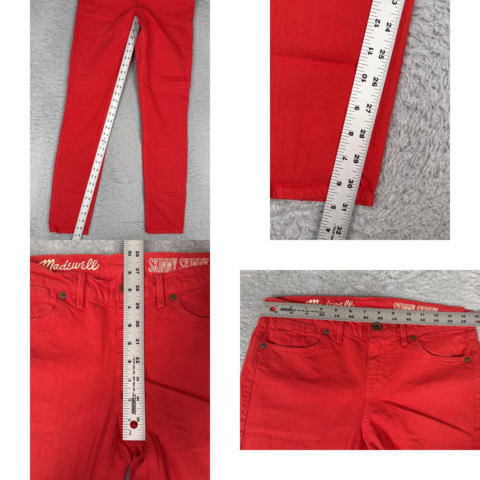 Madewell Madewell Skinny Jeans Womens 27 Red Mid Rise Slim Stretch Denim 27x32 Size 27" / US 4 / IT 40 - 8 Thumbnail